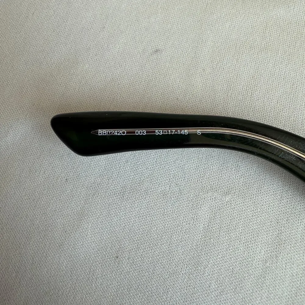 Balenciaga BB0242O Eyeglass Frames  - Shiny Dark Green Acetate, Logo Temples
